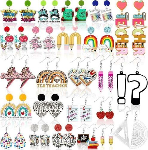Acrylic Teacher Earrings, 24 Pairs - Lot 423