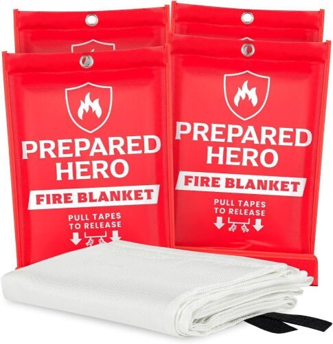 Prepared Hero Emergency Fire Blanket, 4 Pack - Lot 485