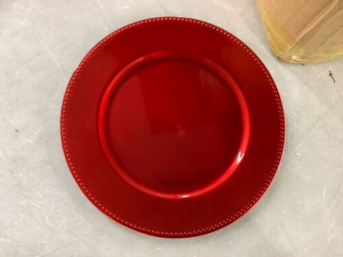 13" Red Plastic Charger Plates, 55ct - Lot 453