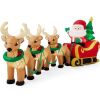 Lighted Inflatable Santa Claus & Reindeer Christmas Decoration - 9ft - Thumbnail 1