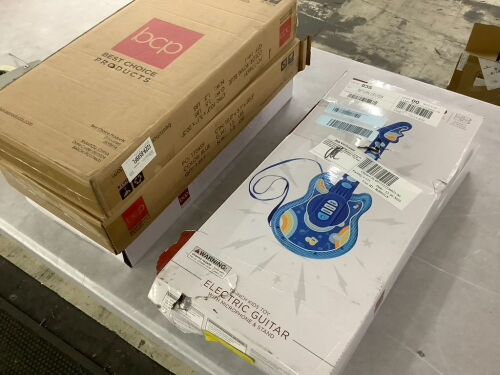 Lot of (5) Kids Pretend Play Guitar Musical Instrument Toy w/ Microphone, Stand - 19in - Lot 157