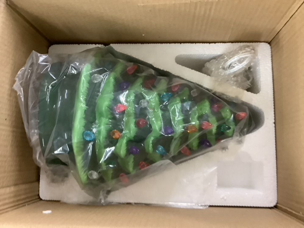 Pre-Lit Ceramic Tabletop Christmas Tree with Lights- 15in - Image 2 - Lot 587