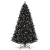 6' Pre-Lit Artificial Black Christmas Tree w/ Incandescent Lights, Metal Stand - Thumbnail 1