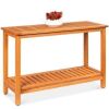 2-Shelf Wooden Console Table Storage Organizer w/ Natural Finish - 48in - Thumbnail 1