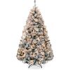 4.5' Pre-Lit Snow Flocked Artificial Pine Christmas Tree w/ Warm White Lights - Thumbnail 1