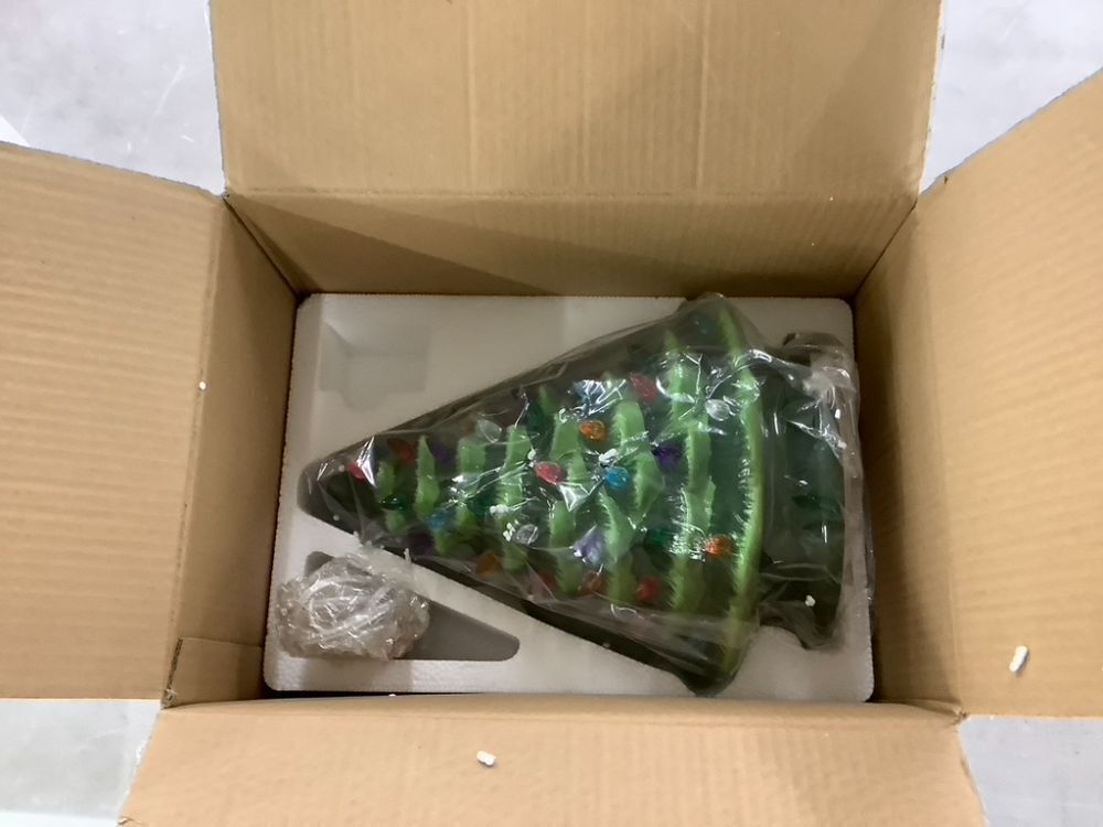 Pre-Lit Ceramic Tabletop Christmas Tree with Lights- 15in - Image 2 - Lot 289