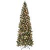 6' Pre-Lit Partially Flocked Pencil Christmas Tree w/ Pine Cones, Metal Stand - Thumbnail 1
