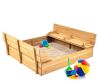 Kids Cedar Sandbox w/ Sand Screen, 2 Benches - 47x47in - Thumbnail 1