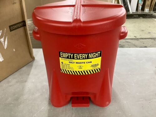 Eagle 6 Gallon Plastic Oily Waste Can, Hands-Free, Self Close - Lot 694