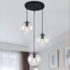 Industrial Farmhouse Pendant Light with Clear Glass Shades - Thumbnail 1