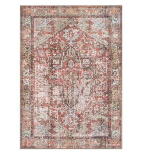 World Rug Gallery Amber Multi 9 ft. x 12 ft. Vintage Boho Medallion Machine Washable Non Slip Area Rug - Lot 57JF