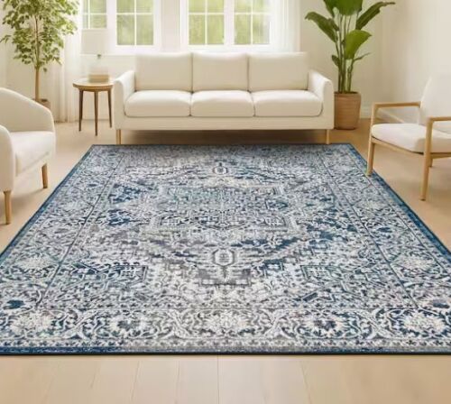 JONATHAN Y Modern Persian Vintage Medallion Navy /Light Gray 4 ft. x 6 ft. Area Rug - Lot 401JF