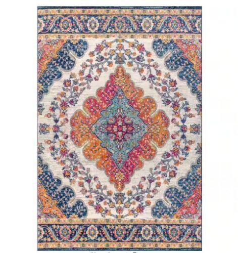 JONATHAN Y Bohemian Flair Boho Blue/Multi 3 ft. x 5 ft. Vintage Medallion Indoor Area Rug - Lot 405JF