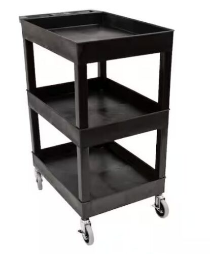Luxor SEC 3-Shelf Polypropylene Utility Cart Black - Lot 122JF