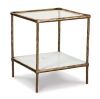 Ryandale 21 in. Antique Brass Square Glass End Table with Marble Shelf - Thumbnail 1