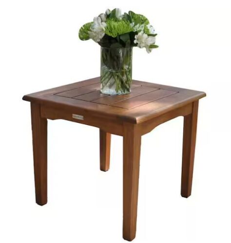 Outdoor Interiors Square Wood Outdoor Side Table with Eucalyptus Top - Lot 309JF