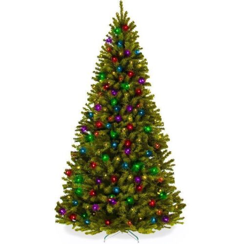 12' Pre-Lit Artificial Spruce Christmas Tree w/ Multicolored LED Lights - Lot 62