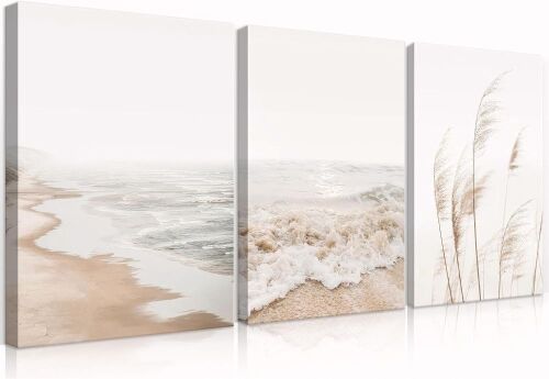 Neutral Beach Coastal Canvas Wall Art, 16" x 24" - Lot 326