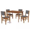 Harper & Bright Designs 5-Piece Brown MDF Top Dining Table Set Seats 4 with 4 Gray Line Upholstered Chairs - Thumbnail 1
