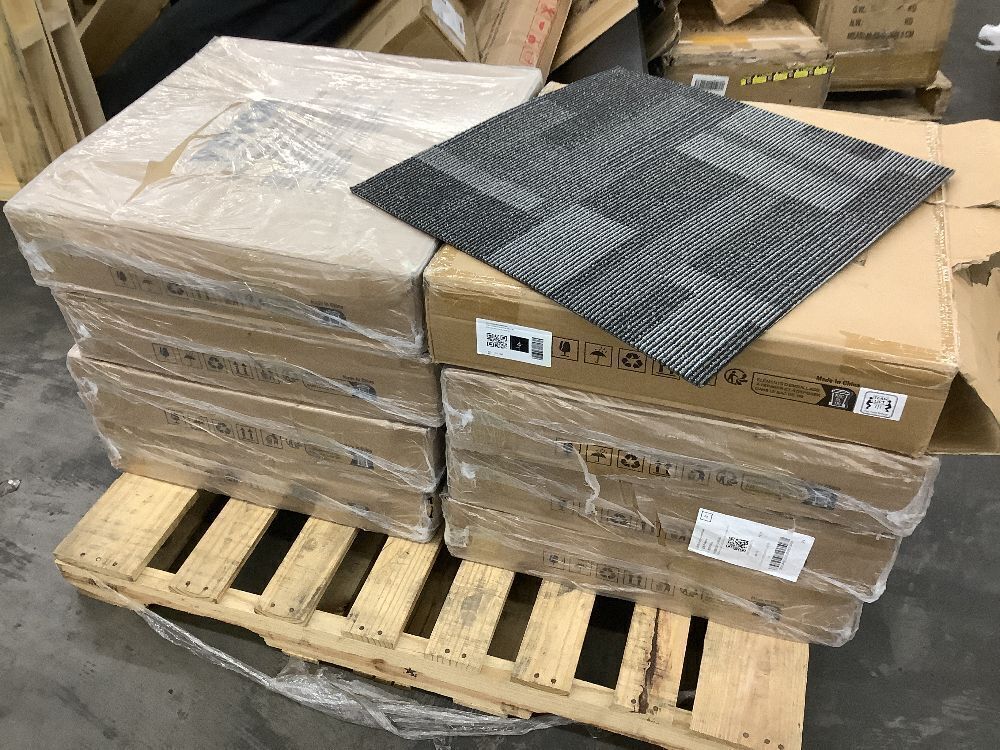 768 sq. ft. - (8) Cases of VEVOR Gray 24 in. x 24 in. Peel and Stick Pattern Carpet Tile Squares (96 sq. ft./case) - Image 4 - Lot 24JF