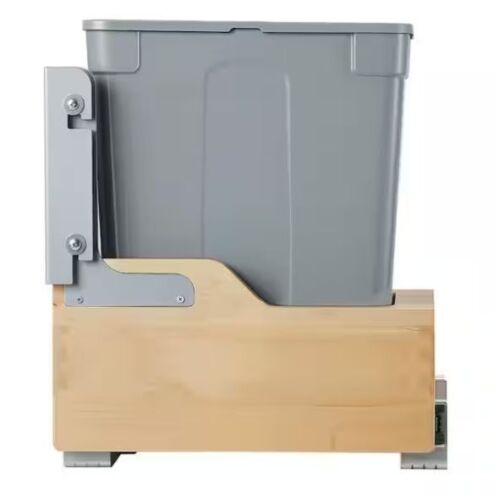 VEVOR Wood Cabinet Trash Can Pullout 35 qt., Heavy Duty Soft Close Slides, Built-In Waste Bin for Kitchen Under Sink - Lot 219JF