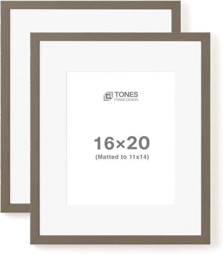 Oak Solid Wood Veneer Finish and Plexiglass Front Frames, 16 x 20, Set of 2 - Lot 726