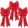 Set of 3 Pre-Lit Christmas Bow Decoration, LED Holiday Decor w/ 8 Functions - Thumbnail 1