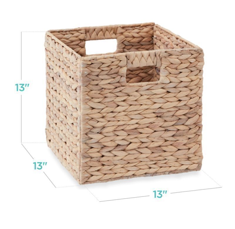 Set of 5 Collapsible Hyacinth Storage Baskets w/ Inserts - 13x13in - Image 1 - Lot 8
