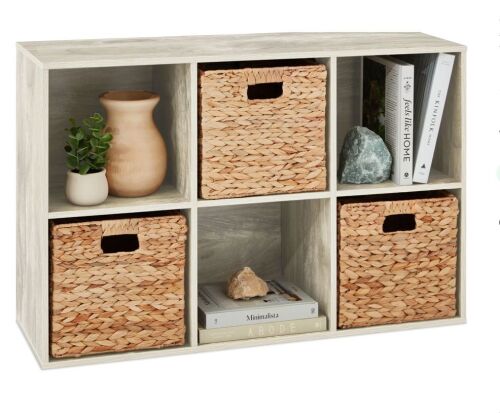 6-Cube Bookshelf, 11in Storage Display w/ Removable Panels, Customizable - Lot 12