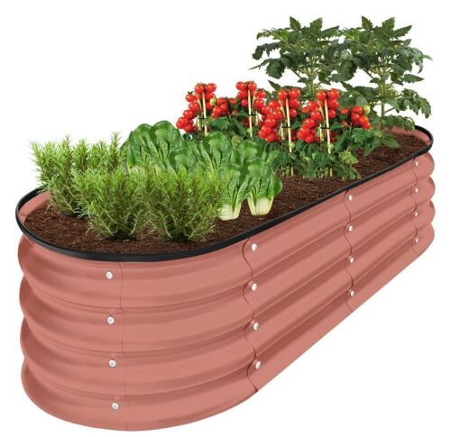 Outdoor Raised Metal Oval Garden Bed, Planter Box - 4x2x1ft - Lot 13