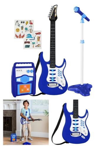 Kids Electric Guitar Toy Play Set w/ 6 Songs, Microphone, Amp - Lot 21