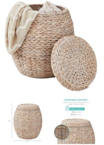 Multipurpose Hyacinth Storage Tote Basket - Lot 22