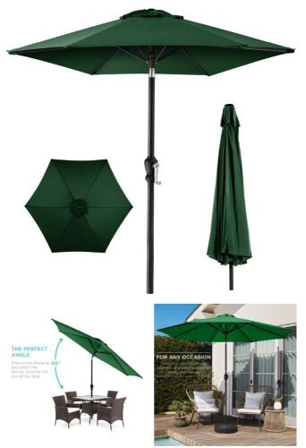 Outdoor Steel Market Patio Umbrella Decoration w/ Tilt, Crank Lift - 10ft - Lot 24