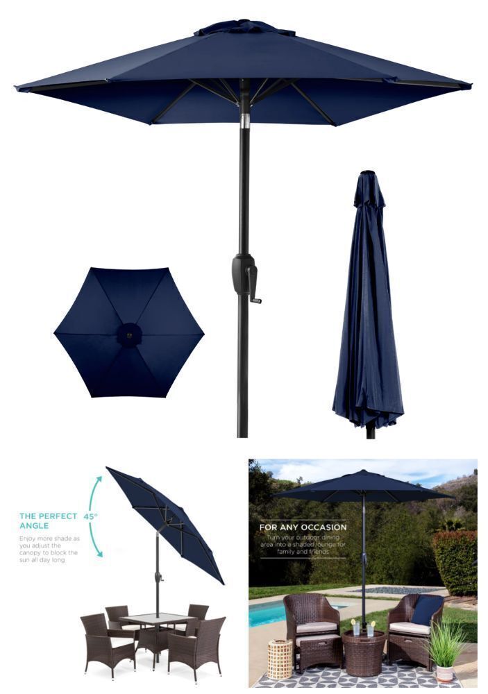 Outdoor Market Patio Umbrella w/ Push Button Tilt, Crank Lift - 7.5ft - Image 1 - Lot 26