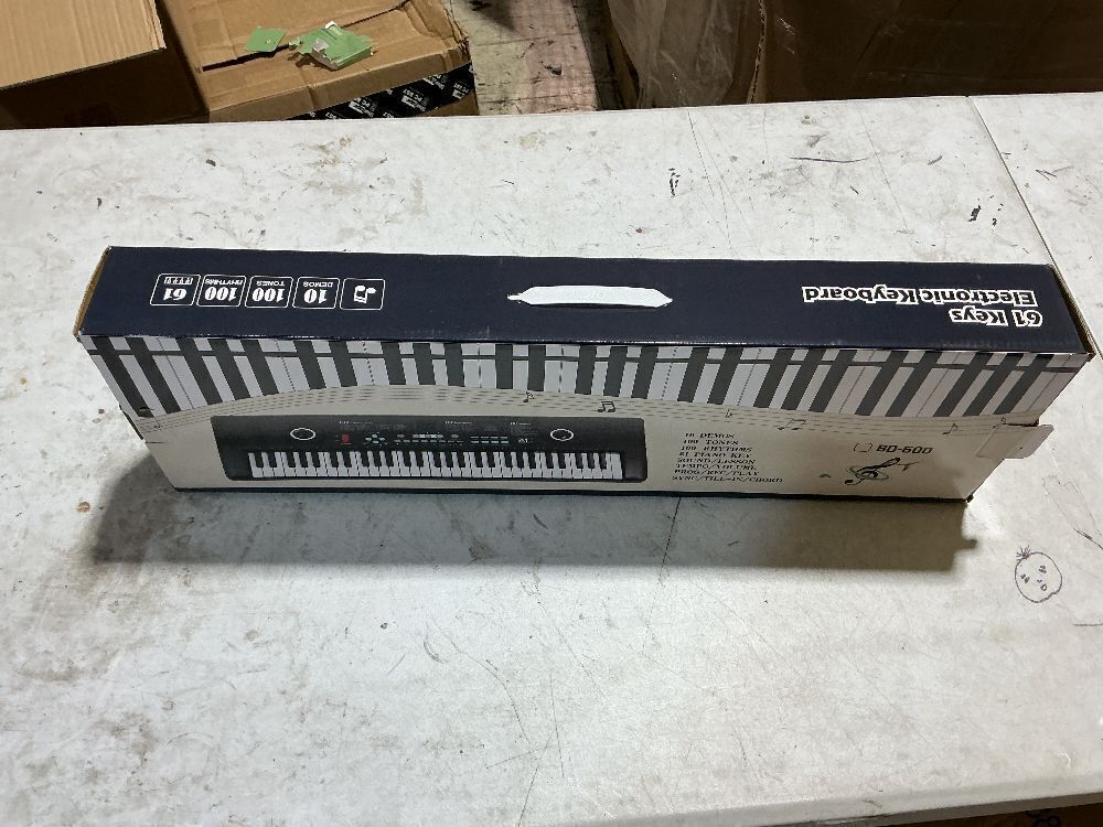 61-Key Electronic Piano, Portable Keyboard with Built-In Speaker, Microphone, Sheet Stand and Power Supply for Beginners, Black - Image 2 - Lot 34