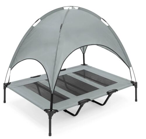 Elevated Cooling Dog Bed, Outdoor Pet Cot w/ Canopy, Carry Bag - 48in - Lot 45