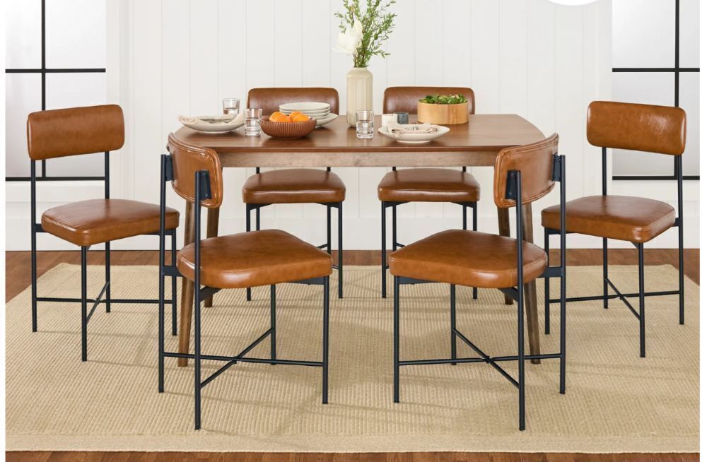 Dining Chair Set of 4, Faux Leather, Standard Height, Metal Frame No rating value Same page link. (0) Write a review - Image 2 - Lot 46