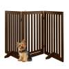 31.5in 3-Panel Freestanding Wooden Pet Gate w/ Door, Support Feet - Thumbnail 1