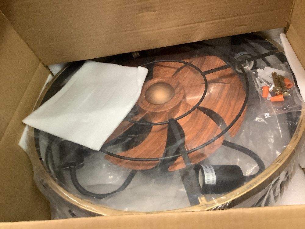 19" Farmhouse Flush Mount Caged Ceiling Fans with Lights, 6 Speeds, Rustic Low Profile Ceiling Fan with Light and Remote, Small Bladeless Ceiling Fans with Lights for Kitchen, Bedroom - ETL - Image 2 - Lot 306