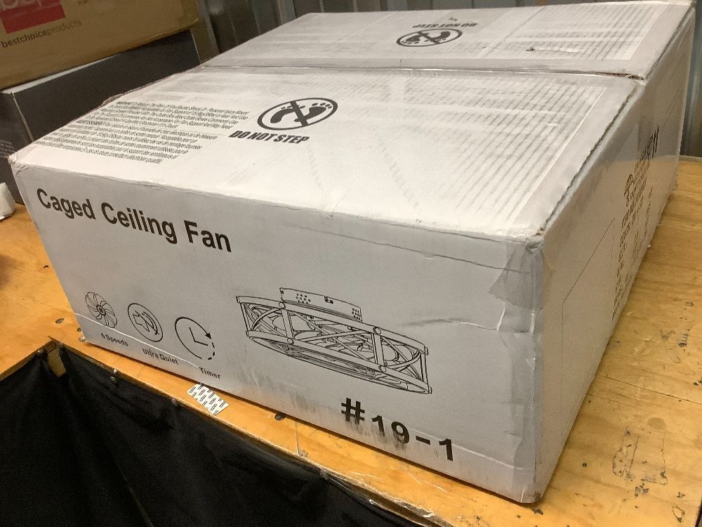 19" Farmhouse Flush Mount Caged Ceiling Fans with Lights, 6 Speeds, Rustic Low Profile Ceiling Fan with Light and Remote, Small Bladeless Ceiling Fans with Lights for Kitchen, Bedroom - ETL - Image 3 - Lot 306