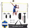 Volleyball Net for Backyard, Includes 32x3 Ft Beach Volleyball Net with Poles, 8.5-Inch PU Volley Ball, Bag & Pump, Portable Net for Outdoor or Home Use, Complete Set - Thumbnail 1