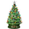 XL Pre-Lit Ceramic Christmas Tree Decoration w/ LED Light, Timer - 24in - Thumbnail 1