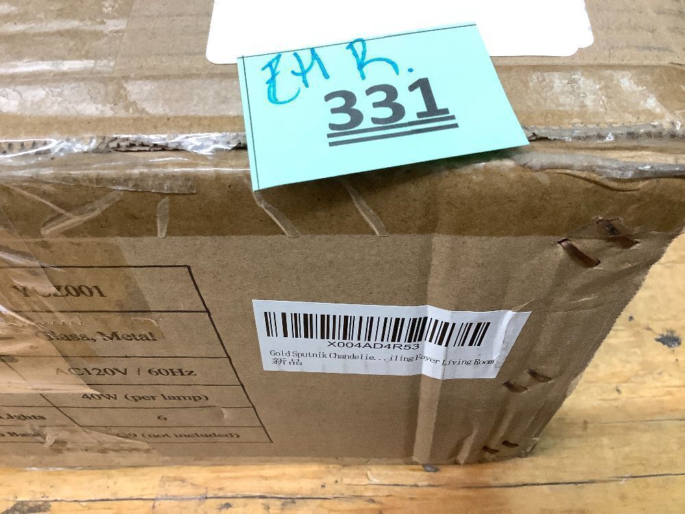 Gold Sputnik Chandelier,6 Lights Modern Chandelier for Dining Room Mid Century Chandelier Large L49” Ceiling Pendant Light Fixtures with Milk Glass Globe Shades for High Ceiling Foyer Living Room - Image 5 - Lot 331