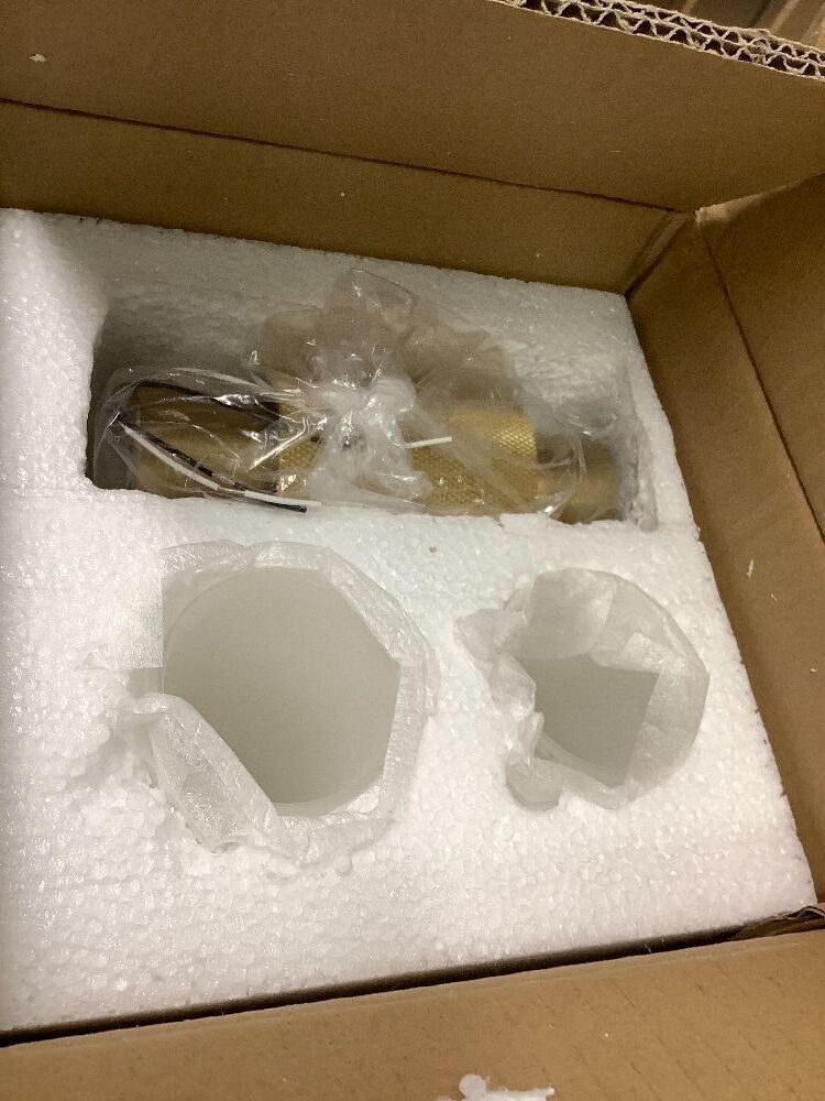 Gold Knurled Texture Wall Sconce Frosted Glass Shade Modern Bathroom Vanity Light Fixtures 2-Lights Mid Century Wall Light for Mirror Living Room Hallway E26 T10 Bulbs(Excluded) - Image 2 - Lot 336