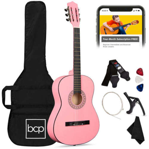 Beginner Acoustic Guitar Set w/ Case, Strap, Extra Strings - 38in - Lot 338