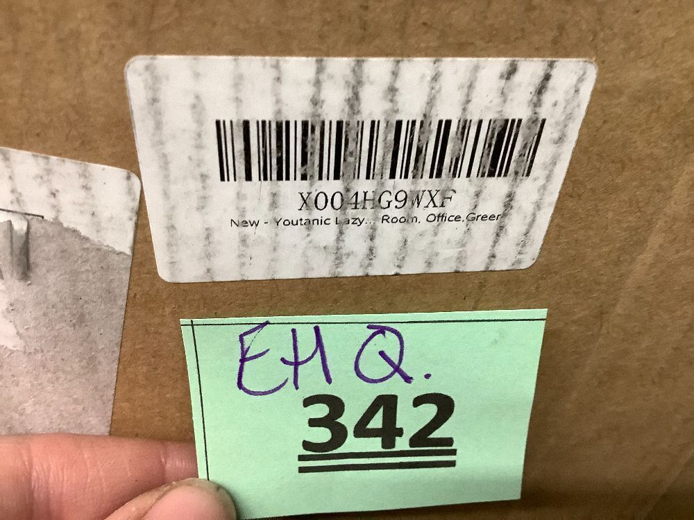 Lazy Chair with Folding Ottoman, Accent Chair Velvet Upholstered with Metal Structure and Non-Slip Pads, Sofa Armchair with Footrest and Side Storage Bag for Dorm, Room, Office, Green - Image 4 - Lot 342