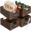 Set of 4 Water Hyacinth Pantry Baskets w/ Chalkboard, Marker - 12in - Thumbnail 1
