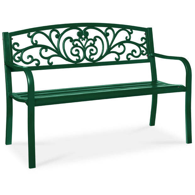 Steel Bench for Outdoor, Patio, Garden w/ Floral Design - 50in - Image 1 - Lot 362