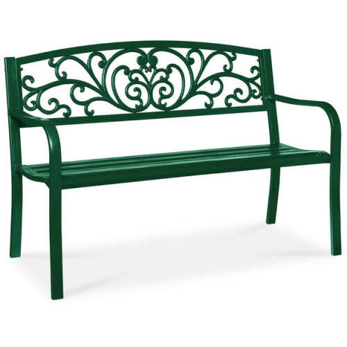 Steel Bench for Outdoor, Patio, Garden w/ Floral Design - 50in - Lot 362