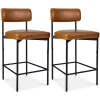Set of 2 Armless Counter Height Bar Stools, Modern PU Faux Leather Stools - Thumbnail 1